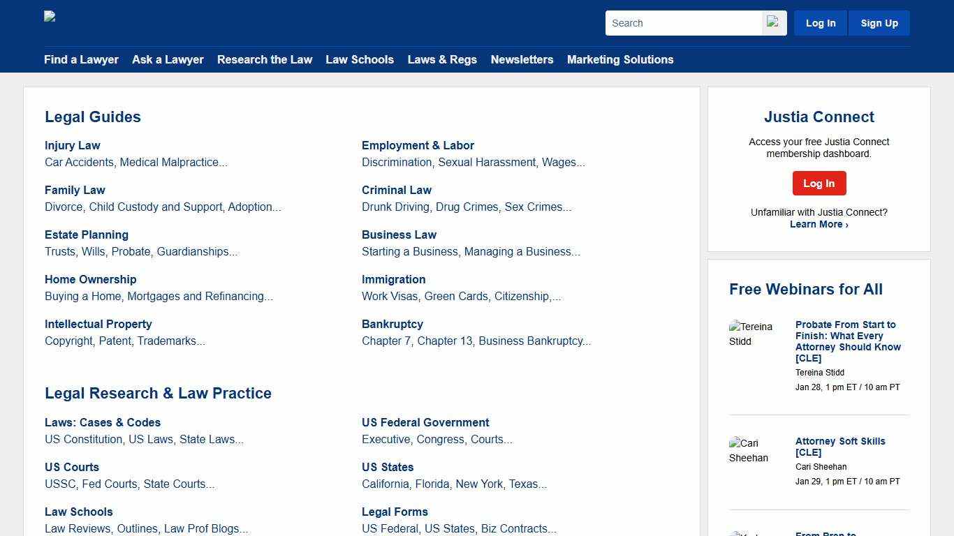 Justia :: Free Law & Legal Information for Lawyers, Students, Business and the Public